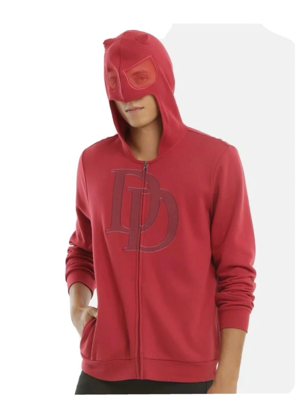 Hot Topic Red Daredevil Zip-Up Hooded Sweatshirt NWOT
